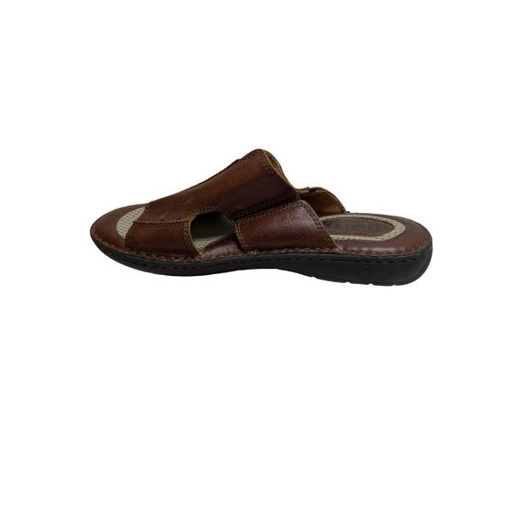 Born Crown Robert Men\'s 13 M Slide Sandals Brown Leather Slip-On Slide Casual